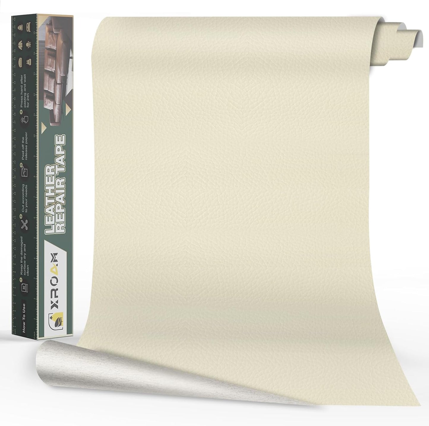 Leather Repair Tape, 16x79 inch Leather Patches for Furniture, Self Adhesive Leather Repair Patch for Sofas, Couches, Leather Covers, Seats, Chairs, Vinyl Repair Tape Beige White