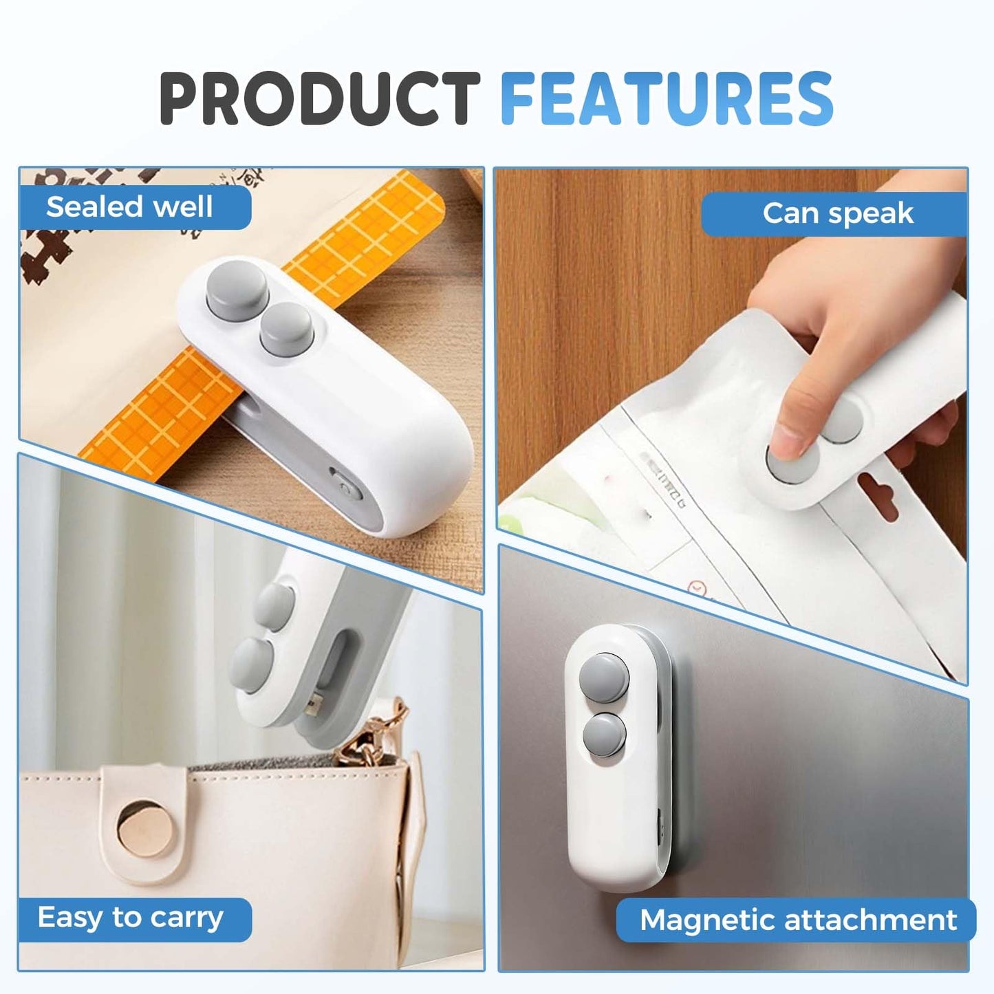 Mini Bag Sealer, 2026 Upgraded 2 in 1 Mini Bag Sealer with Cutter and Magnet, Portable Heat Sealer for Plastic Bags, Handheld Bag Resealer for Chip Bags (2)