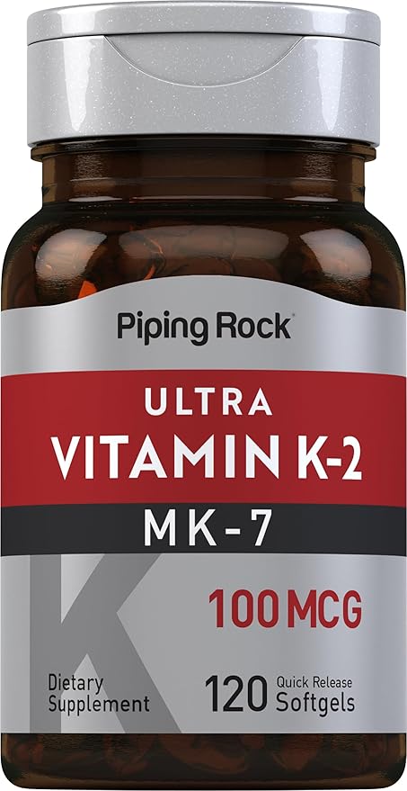 Piping Rock Vitamin K2 MK-7 | 100 mcg | 120 Softgels | Non-GMO, Gluten Free Supplement