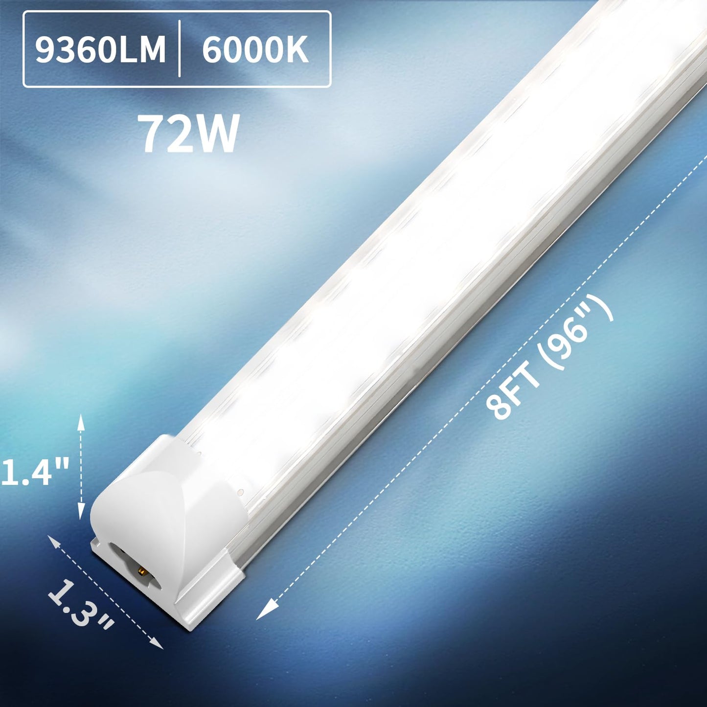SHOPLED 8FT LED Shop Light, 95W 12350LM, 5000K Daylight, V Shape, 10 Pack
