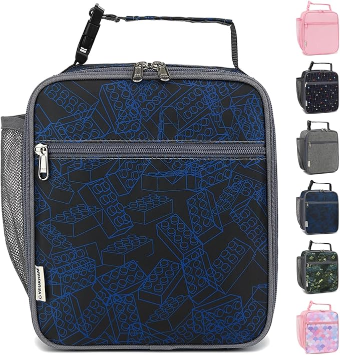 Lunch Box for Kids Boys Girls Men Women, Insulated Small Soft Cooler Lunch Bag Kit for School Work Picnic Travel - Reusable Portable lunchbox, Bricks