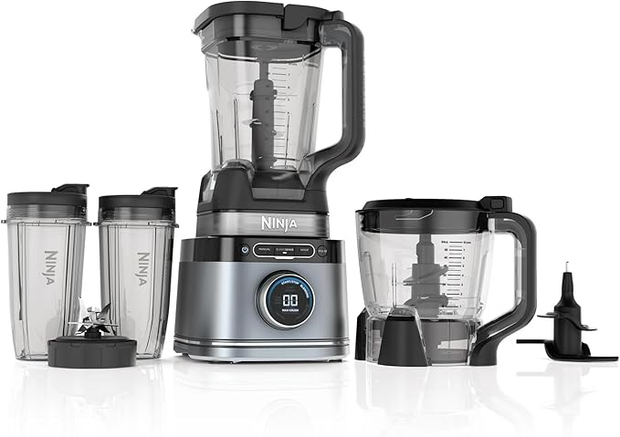 Ninja Detect Kitchen System TB400 Power Blender + Food Processor, 1700W Peak Motor, BlendSense Auto-Detect Technology, 72-oz Pitcher, 64-oz Processor Bowl, Two 24-oz Cups, Silver