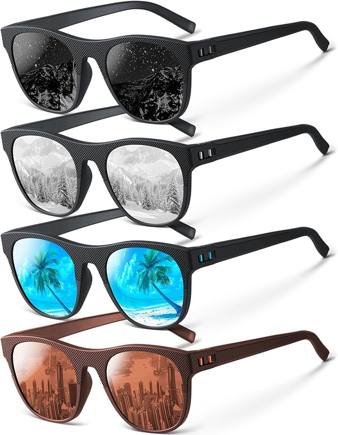 IKTOD 4 Pack Polarized Sunglasses for Men and Women,UV Protection Mens Sun Glasses for Fishing Running Cycling Driving