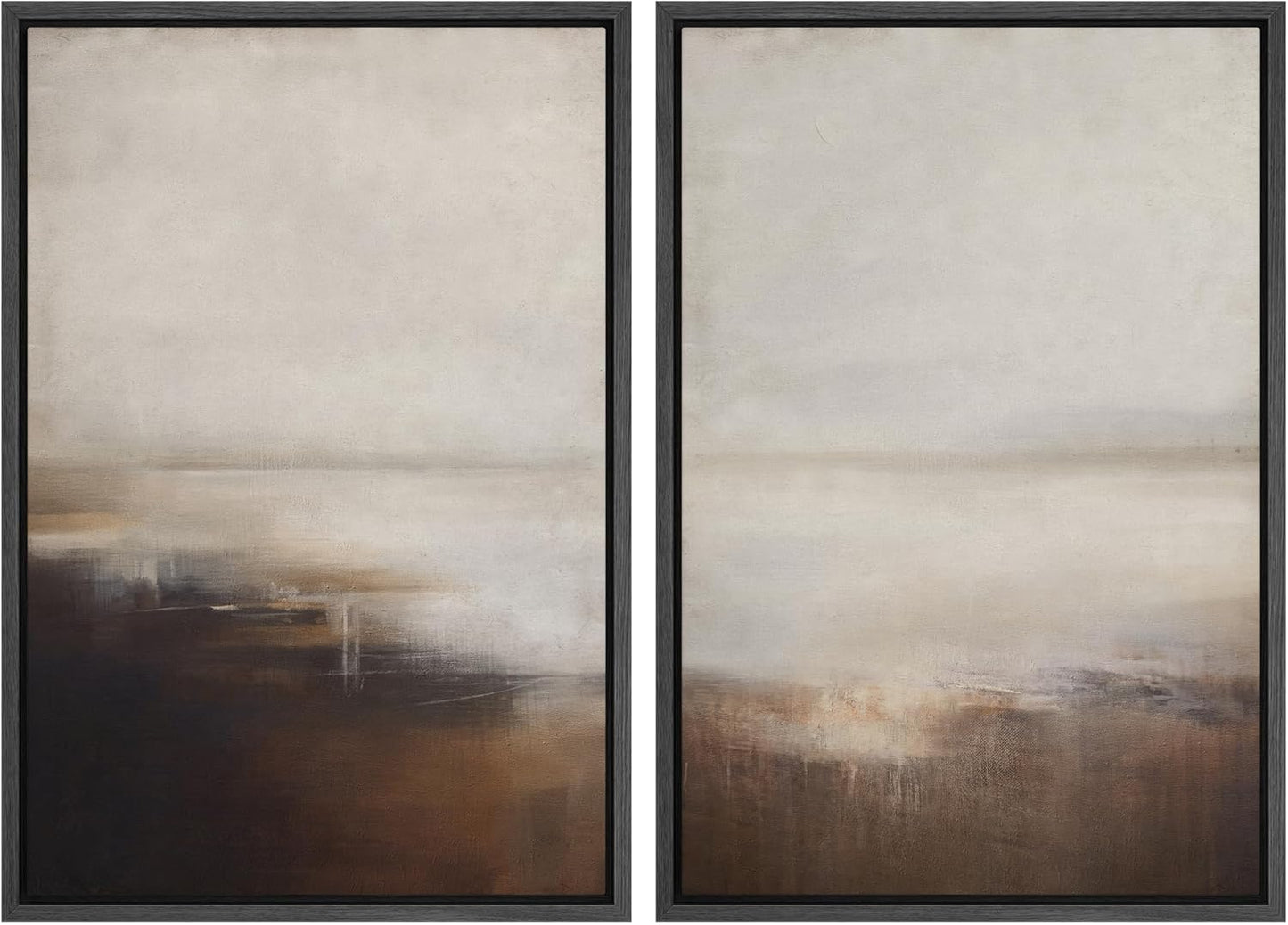 SIGNWIN Framed Canvas Print Wall Art Neutral Landscape Subtle Brown and Gray Tones Illustrations Modern Art Decorative Contemporary for Living Room, Bedroom, Office - 24"x36"x2 Black