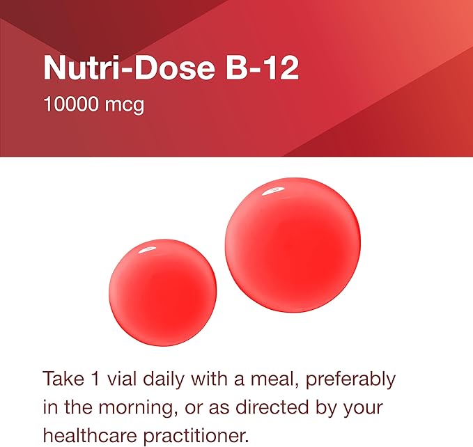 Protocol Nutri-Dose B-12 10,000mcg - Liquid Vitamin B-12 - for Energy Support, Nerve Health & Metabolism Support* - with Folate & Biotin - Convenient Vials - High Potency B-12-12 Vials