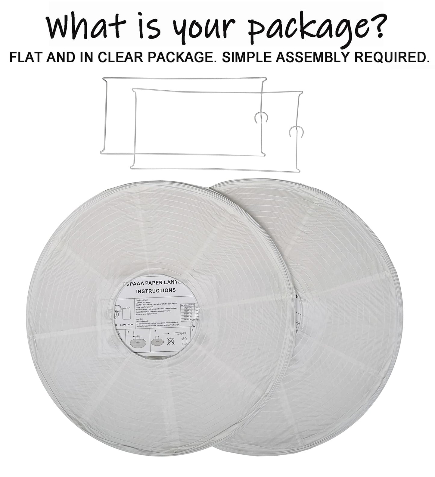 Topaaa Paper Lantern - White Hanging Drum Lampshade, 18Inch, Model Pl-001, Uneven Design