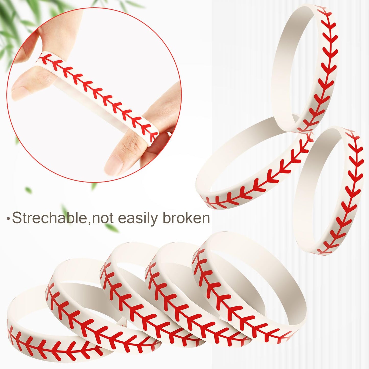 JOVITEC 24 Pcs Baseball Bracelet Baseball Party Favors Softball Wristband Silicone Bracelet Gift for Softball Player and Teams