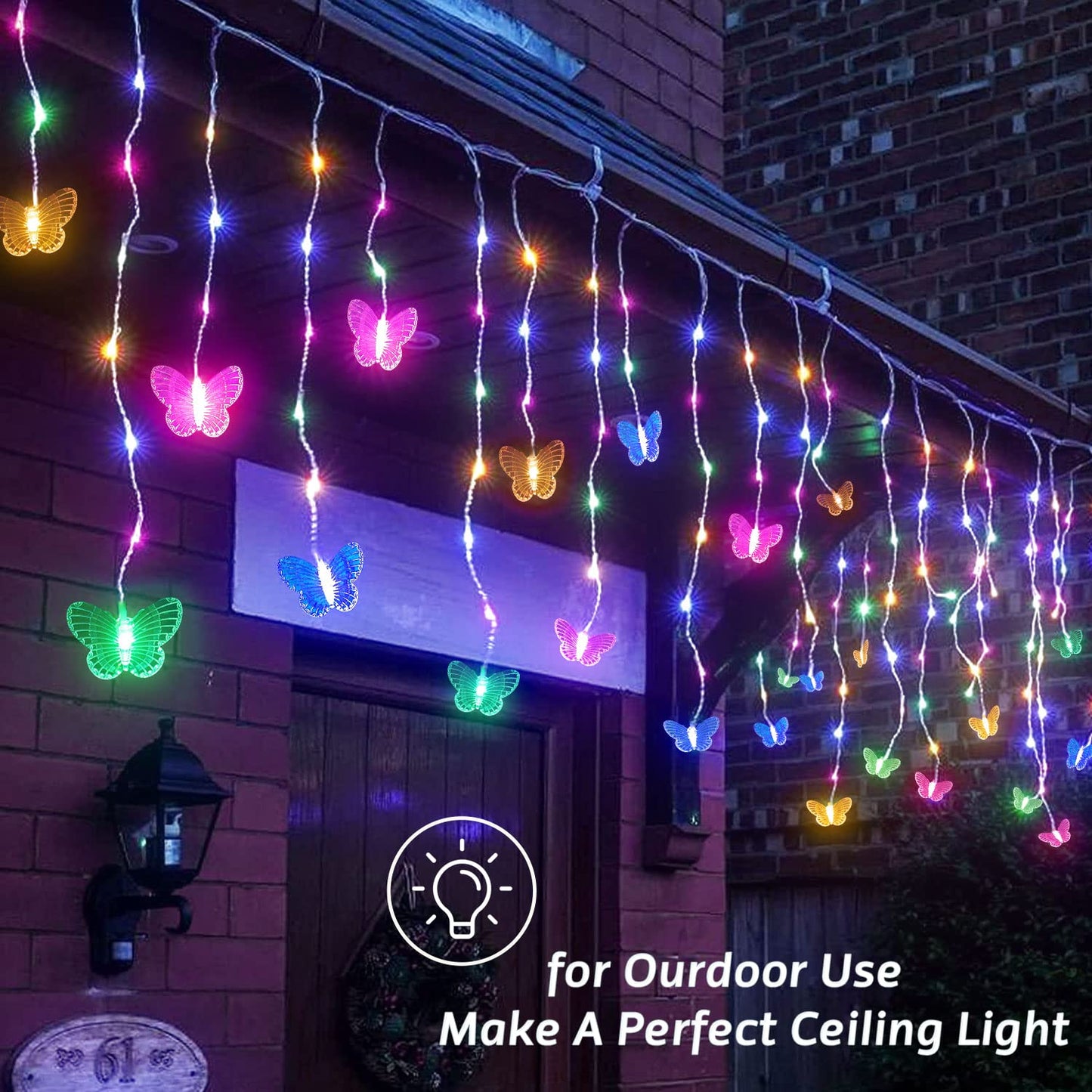 StarryMine Curtain Butterfly String Light 20Ft 120LED USB Fairy Lights Remote Control Pastel for Room Bedroom Party Wedding Holiday Decoration