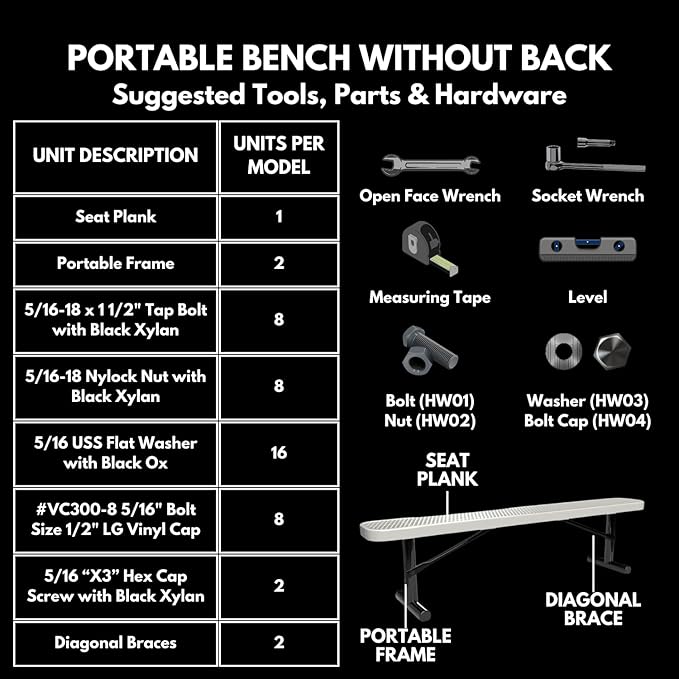 Coated Outdoor Furniture Heavy-Duty Portable Outdoor Bench Thermoplastic Coated, Expanded Metal, Commercial-Grade Seating, Made in America (Portable Without Back, 8 Ft, Yellow)