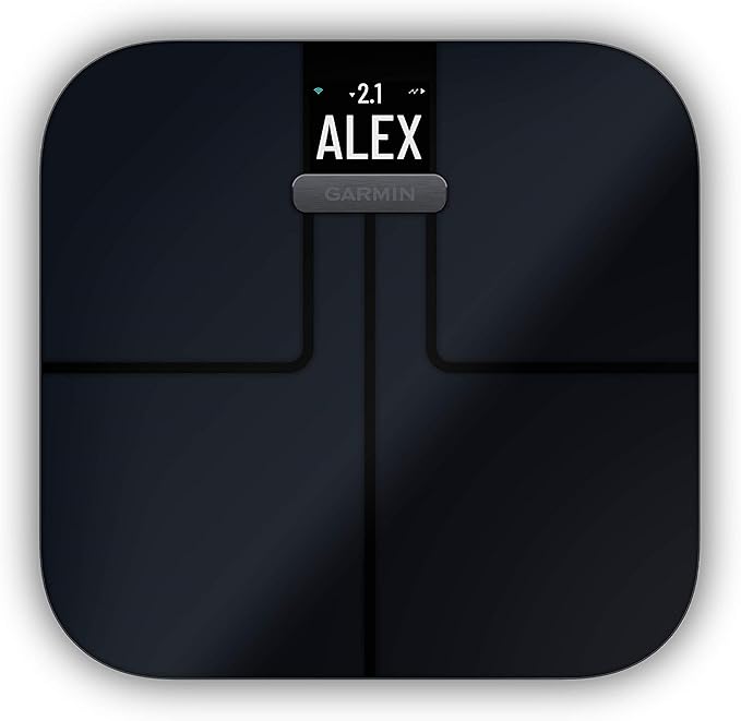 Garmin Index S2, Smart Scale with Wireless Connectivity, Measure Body Fat, Muscle, Bone Mass, Body Water% and More, Black