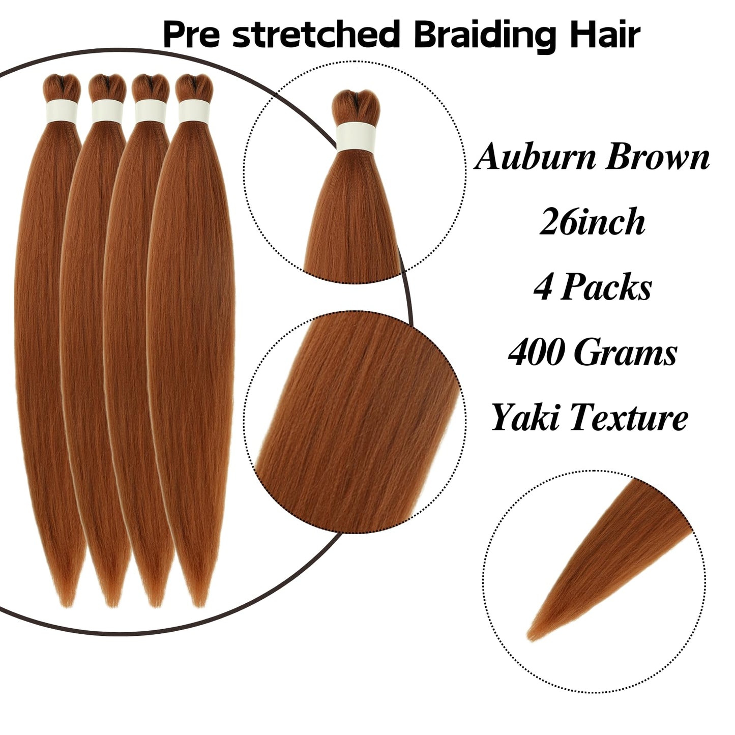 Auburn Brown Boho Braiding Hair Pre stretched Curly Braiding Hair for Boho Braids Bohemian Braids Hypoallergenic Knotless Ez Bra