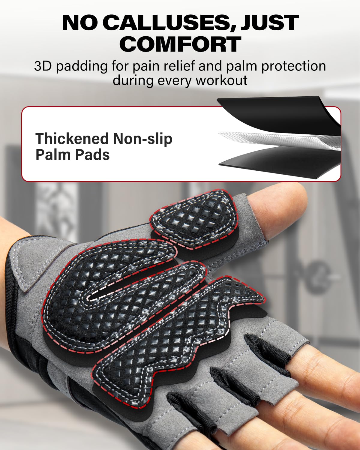 VINSGUIR Workout Gloves for Men and Women, Weight Lifting Gloves with Excellent Grip, Lightweight Gym Gloves for Weightlifting, Cycling, Exercise, Crosstraining, Pull ups, Fitness, Climbing and Rowing
