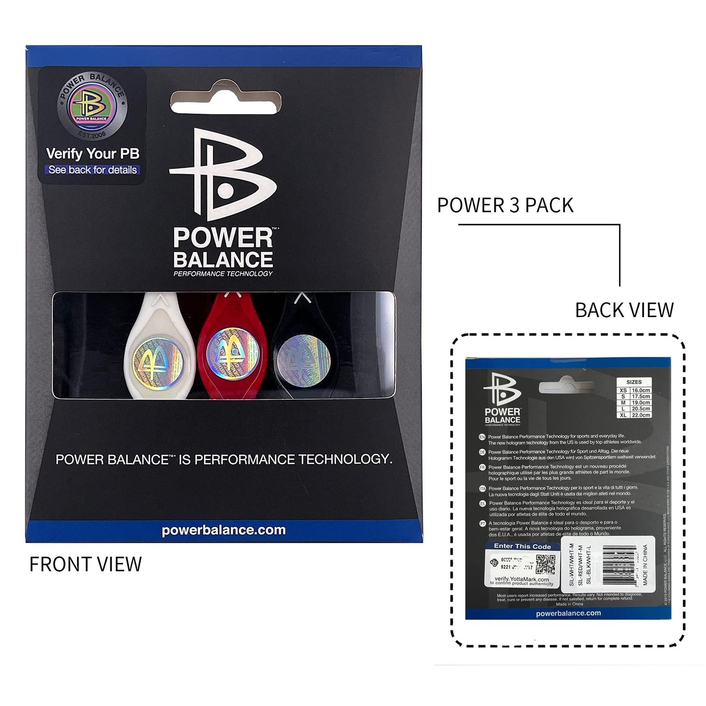 Power Balance Performance Wristband 3 Pack - Silicone, Waterproof, Lightweight, Multi-Color