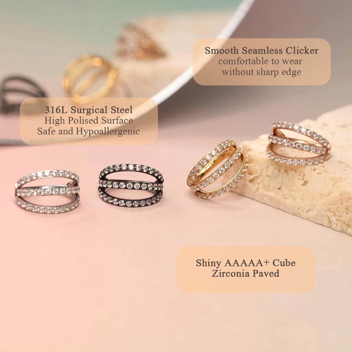 FUNLMO 16G Nose Septum Rings Nose Jewelry 10mm Cartilage Earring Hoop Conch Daith Rook Helix Septum Piercing Jewelry Daith Lobe