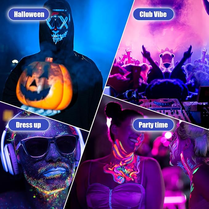 Glow in The Dark Face Body Paint, Glow In The Dark Under UV Black Light Sticks Makeup Neon Face Painting Kits for Adult Halloween Festival Accessory Glow Party Supplies (12 color Painting)
