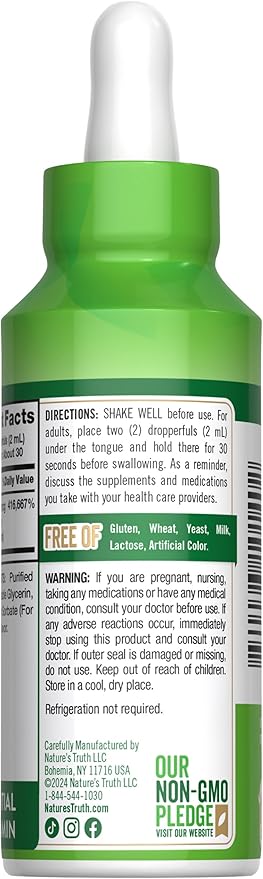 Nature's Truth B12 Sublingual Liquid Drops | 10,000 mcg | 2 oz | Fast Acting | Vegan, Non-GMO & Gluten Free
