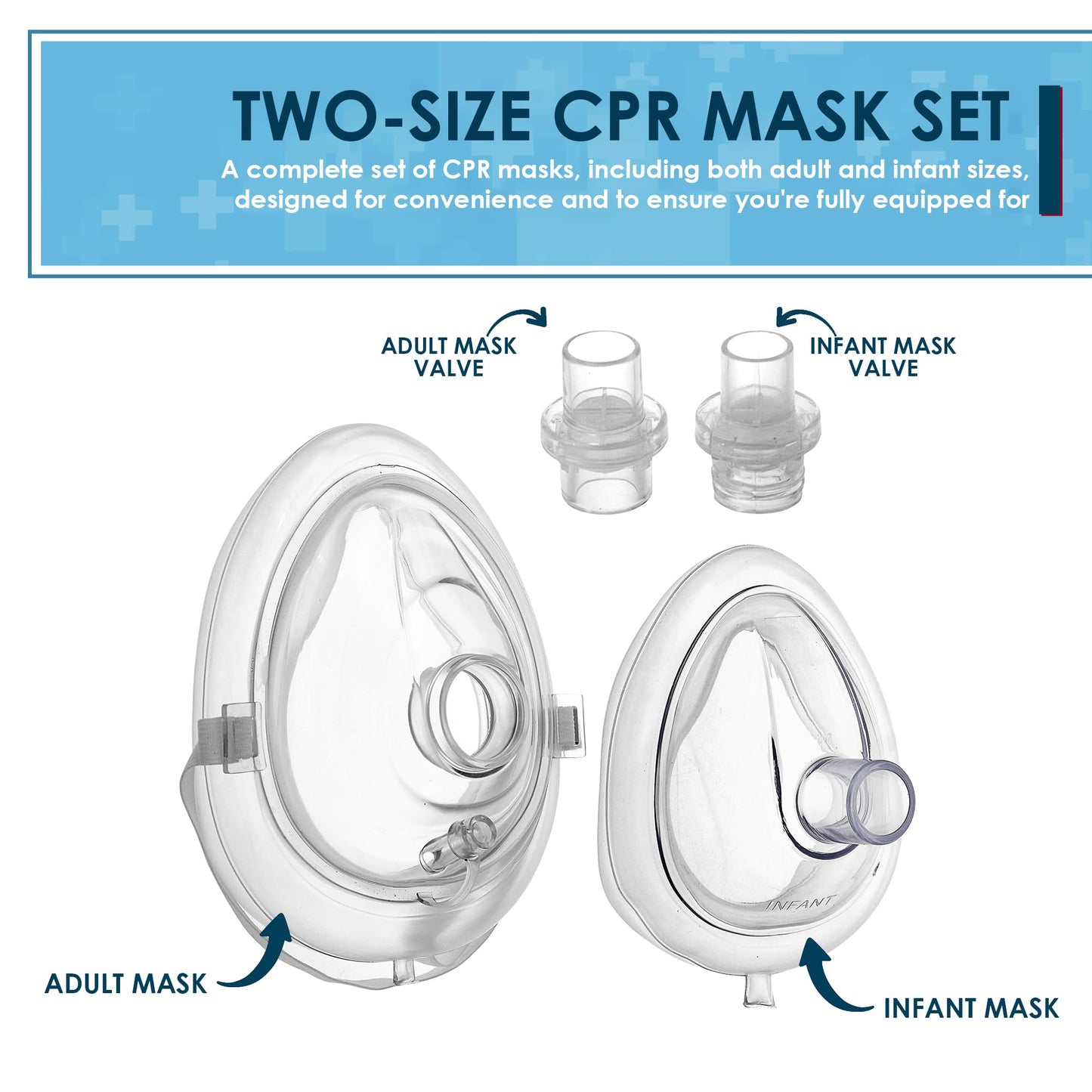 Primacare RS-6848 First Aid CPR Mask Combo Kit for Adult and Infant – Emergency Resuscitator Set with 2 Valves, Vinyl Gloves, Alcohol Prep Pads & Carrying Case Included