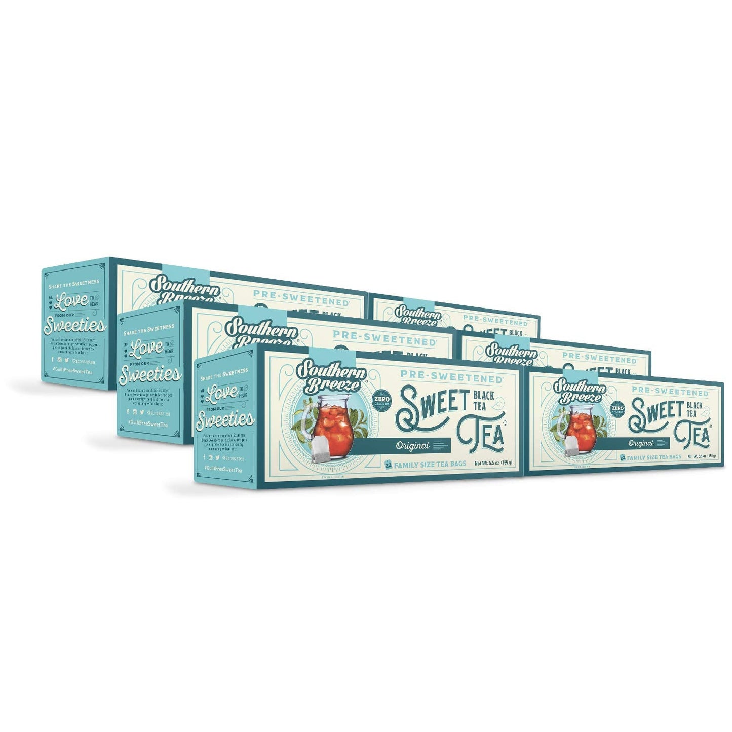 Southern Breeze Hot Brew Sweet Tea Original Iced Tea with Black Tea and Zero Carbs Zero Sugar, 22 Individually Wrapped Family Si