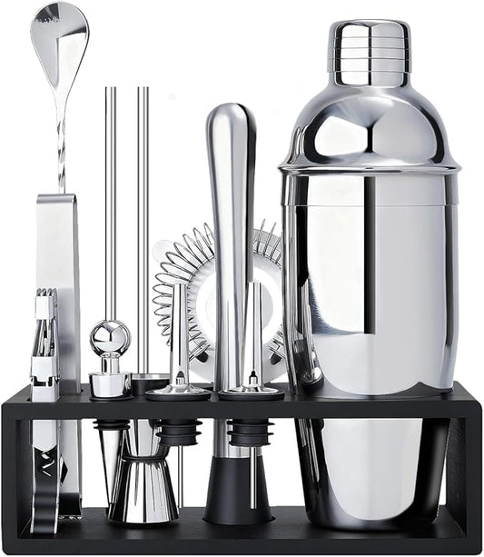 TNGO Cocktail Shaker Set - Mixology Bartender Kit with Sleek Stand - Premium Bar Tool Set All Bar Accessories Includes Mar...