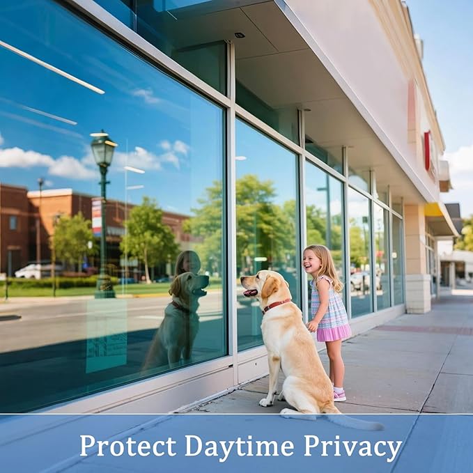 Coavas One Way Privacy Window Film,Daytime Window Tint for Home, Reflective Mirror Glass Window Film See Out Not in,Heat UV Blocking Anti-Glare Window Covers with 3 Tools, 23.6 x 157.5 Inch, Blue