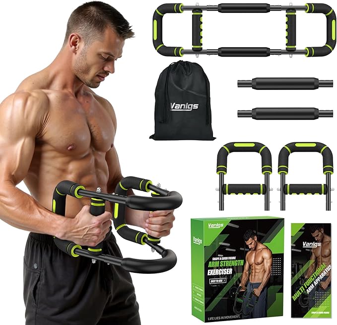 Twister Arm Trainer for Men, Chest Workout Equipment 5-Level Adjustable (40-130lb) with Ergonomic 27° Targets Biceps/Clip/...