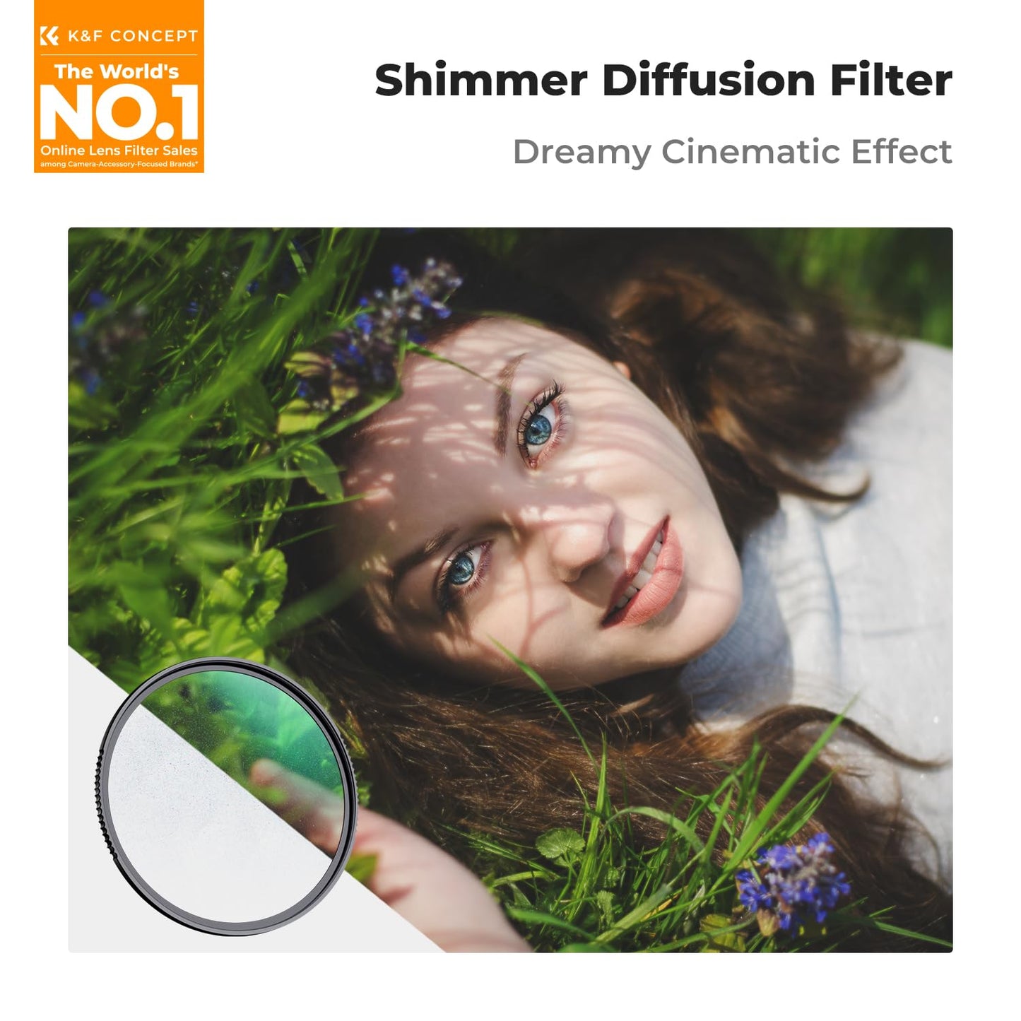 K&F Concept 55Mm Shimmer Diffusion 1 Effect Filter Optical Glass 18 Multi-Coated Glimmer Glass Filter For Camera Lens With 3 Cle