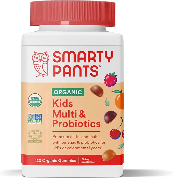 SmartyPants Toddler Multivitamin Gummies: Omega 3 Fish Oil (EPA/DHA), Vitamin D3, C, Vitamin B12, B6 & Organic Kids Multivitamin Gummies: Probiotics, Omega 3 (ALA), Vitamin D3, C, Vitamin B12