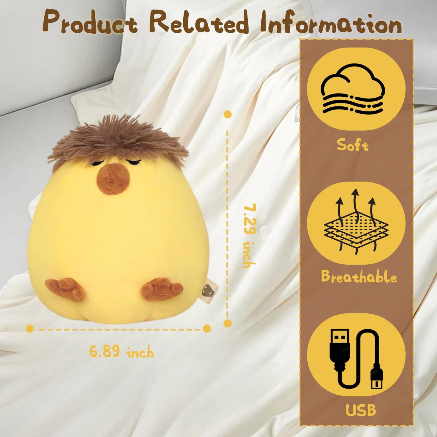 Night Light For Kids 2 Level Dimmable Nursery Nightlight Cute Canary Rechargeable Kids Night Light With Timer  Long Battery Life Touch Lamp For Boys And Girls Gifts Bedroom Decor (Yellow)
