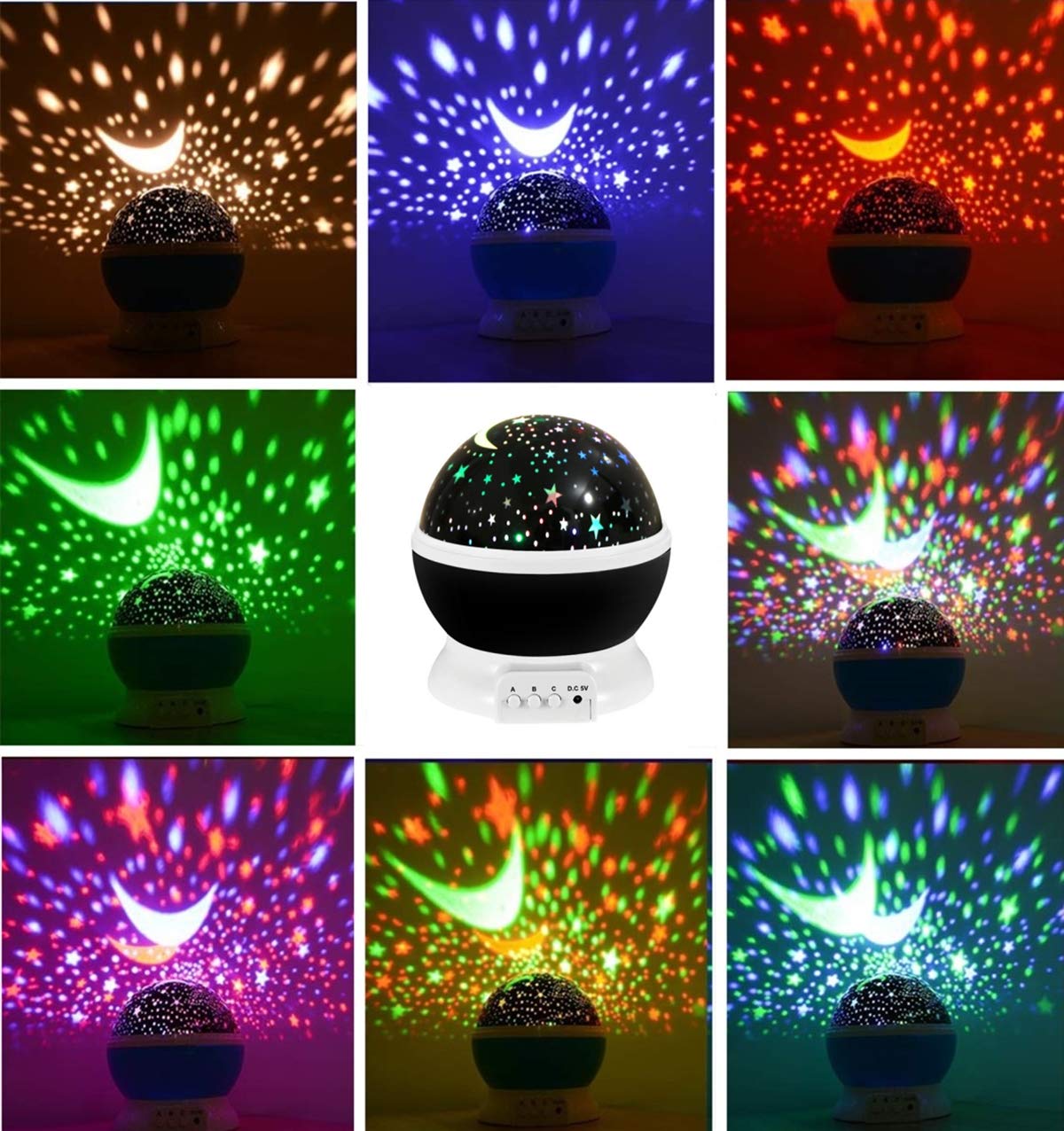 Borelor Star Night Light Projector, 12 Color Modes, 360° Rotating, USB Cable, Black, Model 178, 1 Count