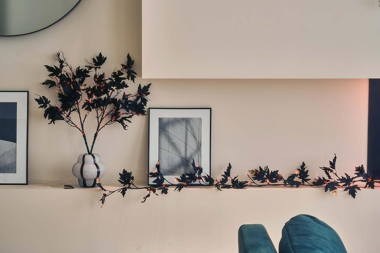 Litbloom Black Tree Branches With Lights 32In Battery Operated With Timer  Lighted Halloween Maple Branches With 120 Orange And Warm White Led Lights For Fireplace Table Halloween Decoration