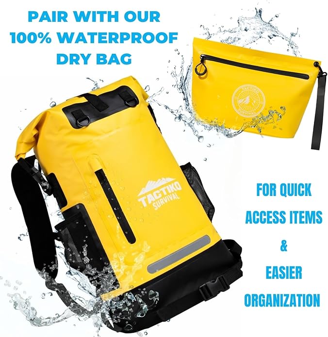 Tactiko Heavy-Duty 2L Splash Water Resistant Zipper Pouch - Hold-All Organizer for Dry Bags, Travel Bags