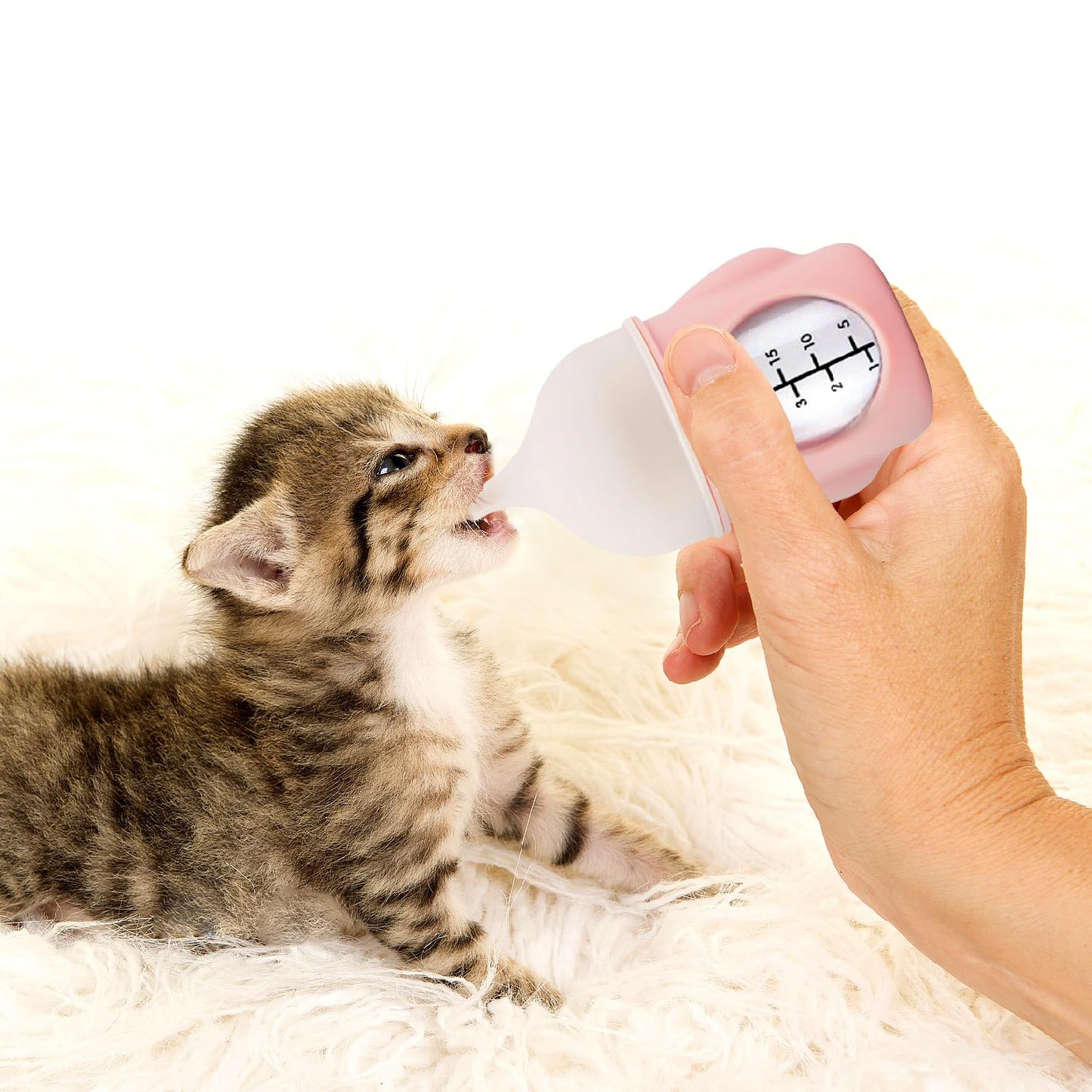 Rock Tech Ergonomic Pet Nursing Bottle,Puppy Bottles for Nursing Puppy Milk - 20ml Slow Flow Kitten Bottle Feeding kit for Newborn Kittens/Puppies/Small Animals, Easy-Clean Silicone Feeder (‌Pink‌)