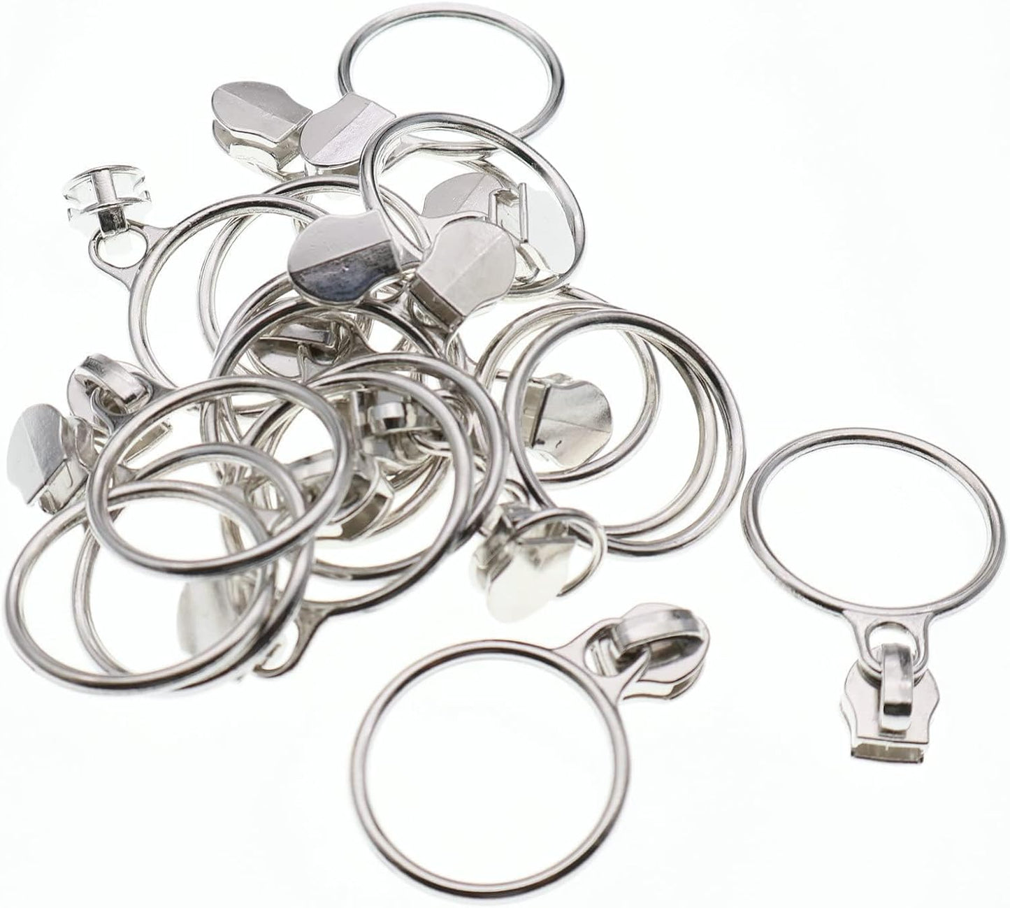 Leekayer #5 Rainbow Teeh Metallic Nylon Coil Zippers by The Yard Bulk 10 Yards White Zipper Tape with 25pcs Silver Ring Pull Sliders for DIY Sewing Tailor Craft Bag(White)