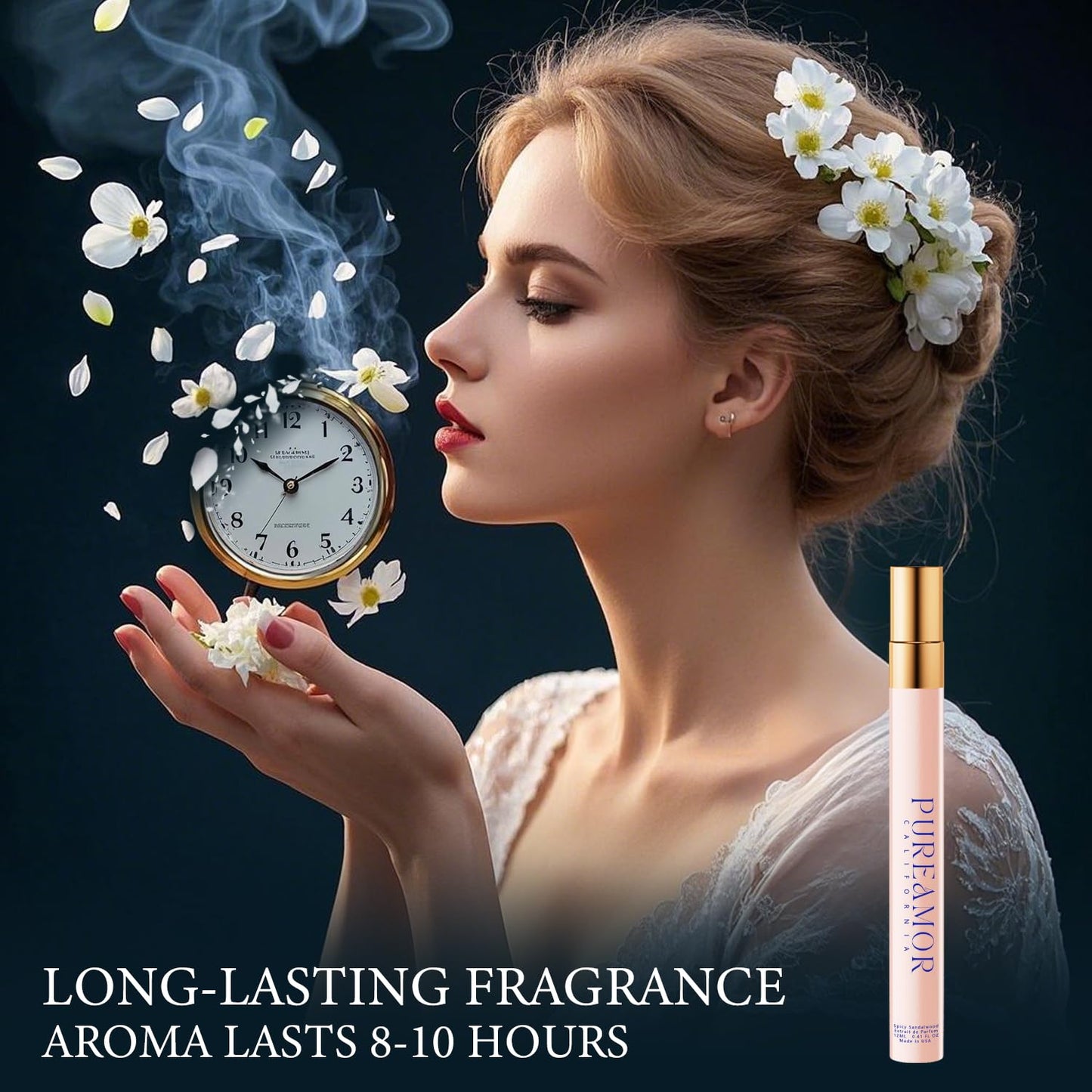 PUREAMOR Pheromones Perfumes for Women, Saffron Amber Perfume, Long Lasting Eau De Parfum, Advanced Fragrance Perfume for Women, 0.41 fl. Travel Perfumes Spray