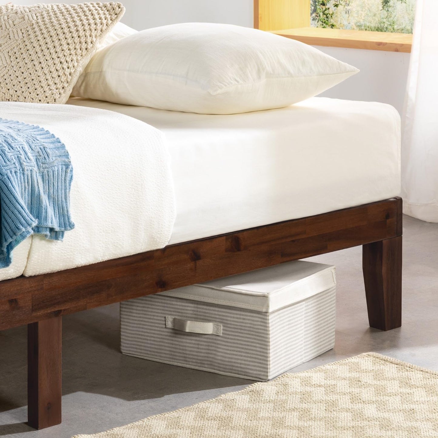 Mellow Naturalista Classic - 12 Inch Solid Wood Platform Bed with Wooden Slats, No Box Spring Needed, Easy Assembly, Queen, Espresso