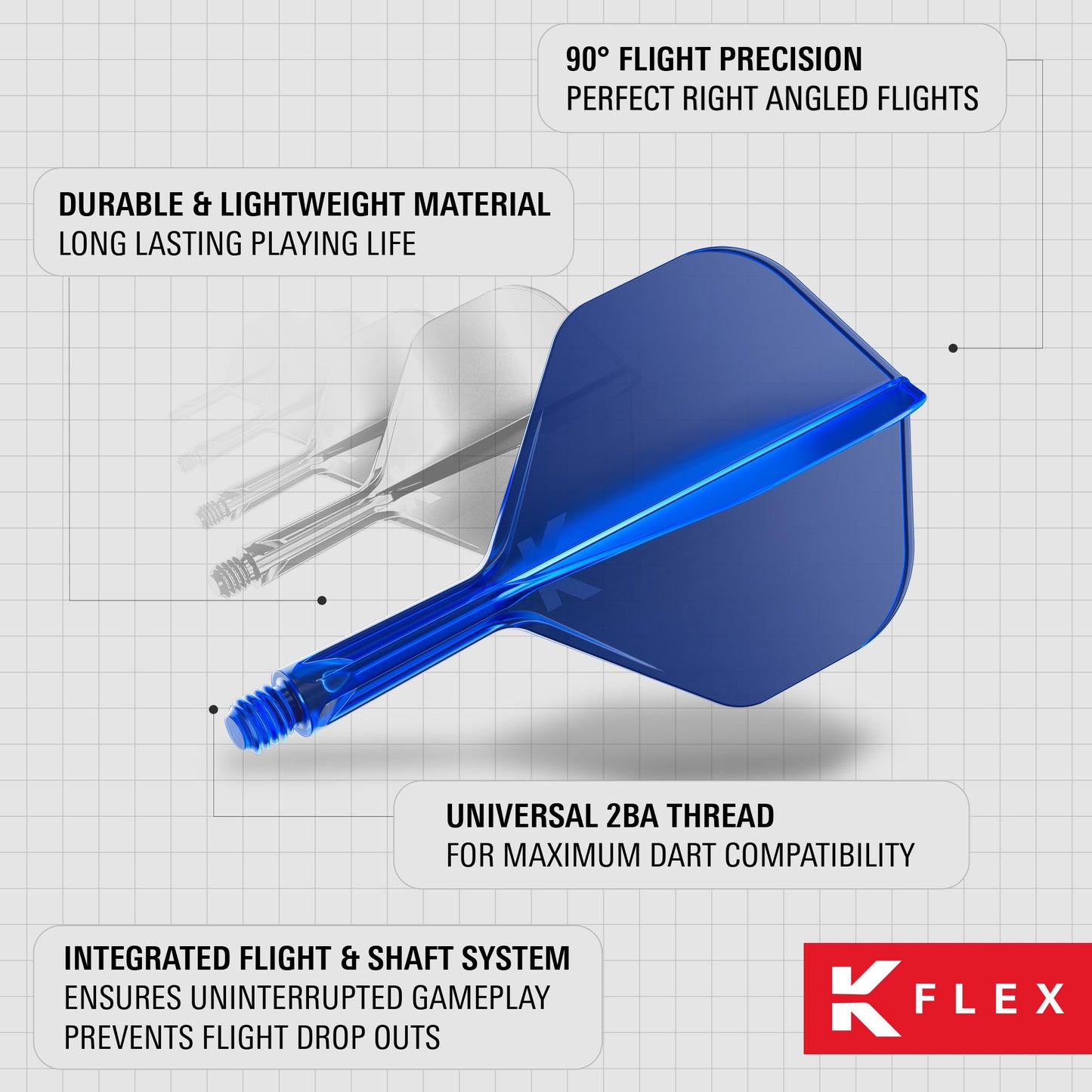 Target Darts K Flex Integrated Dart Flights And Shafts  No.2 Blue (Short) | Pack Of 3 K-Flex - No2  Kflex All In One Moulded Dart Flight & Stem | Professional Dart Accessories