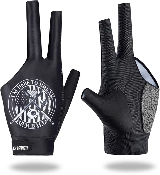 CybGene Billiard Pool Gloves for Left Hand 3 Finger, Quick-Dry Breathable, Shooters Snooker Cue Sport Glove Popular Sizes