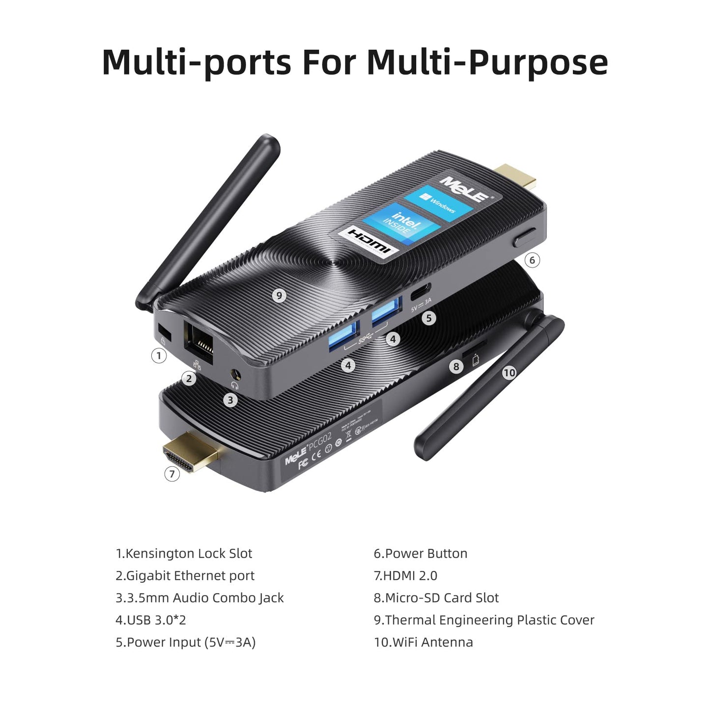 Mele Fanless Mini Pc Stick Pcg02 Windows 11 Home N4000 4Gb Ram 128Gb Iot Industrial Desktop Computer Support Windows 10 11 Linux