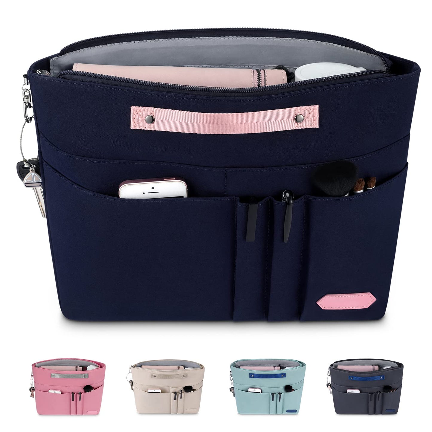 HyFanStr Purse Organizer Insert for Handbags,Tote Bag Organizer Insert Zipper Bag for Women, Handbag Organizer Inside Liner with