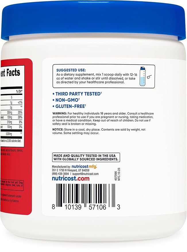 Nutricost BHB Salts Drink Mix (30 Servings, Fruit Punch Flavored) (5G BHB Per Serving) - 0G Total Sugars, Vegetarian Product