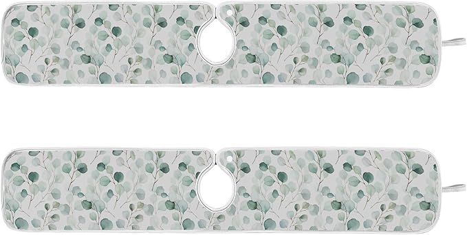 Kitchen Faucet Absorbent Mat,Flower Green Leaves Water Splash Guard for Sink, Faucet Drip Catcher Thicken Sponge Microfiber Faucet Water Catcher Mat Sink Absorbent Mat for Kitchen 23x5in 2 Pack