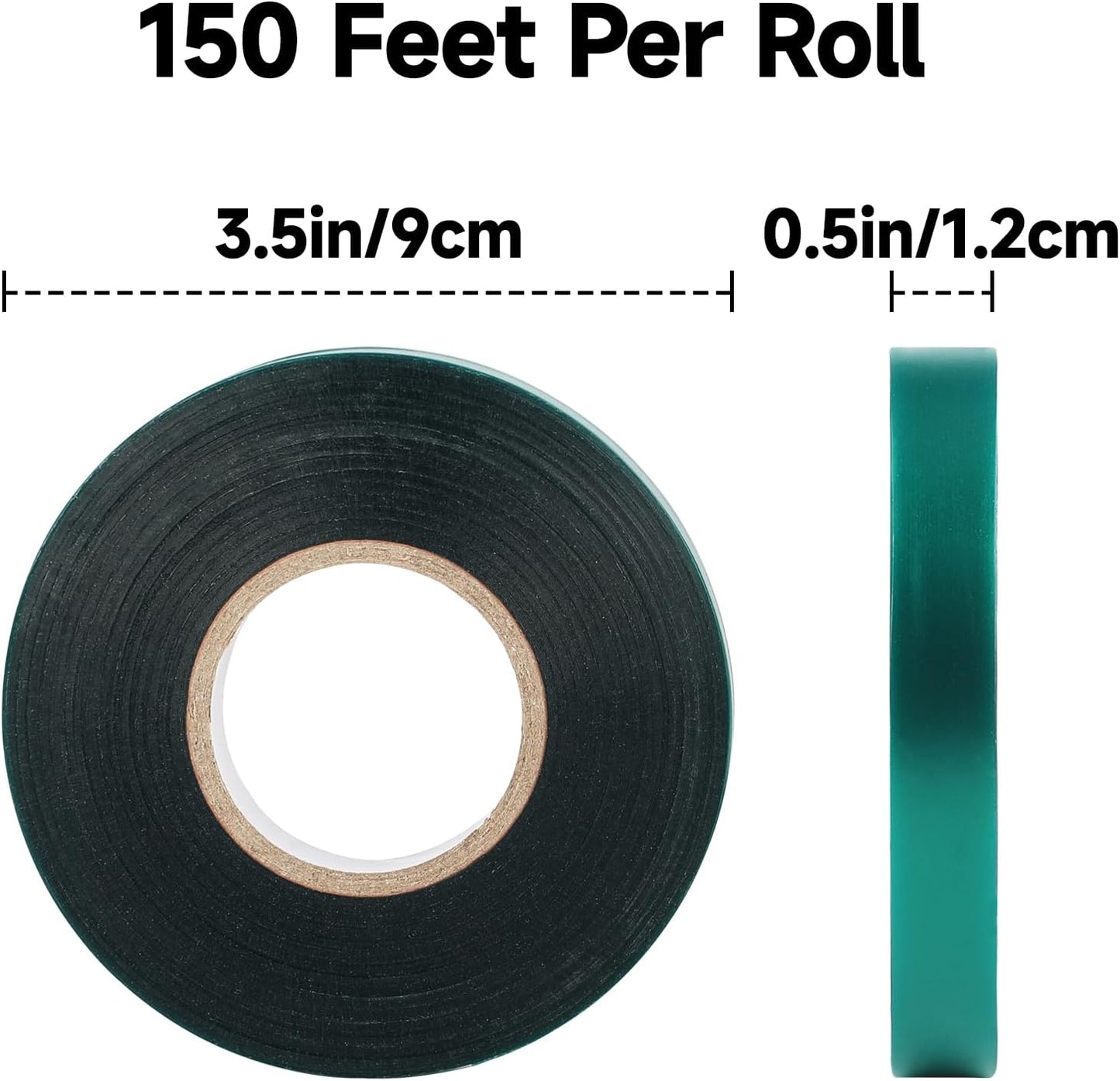 KINGLAKE GARDEN Stretch Tie Tape Roll - 2 Rolls Total 300 Feet 1/2" Green Garden Tape Plant Tapes Plant Garden Tie for Climbing Plants Branches Flowers