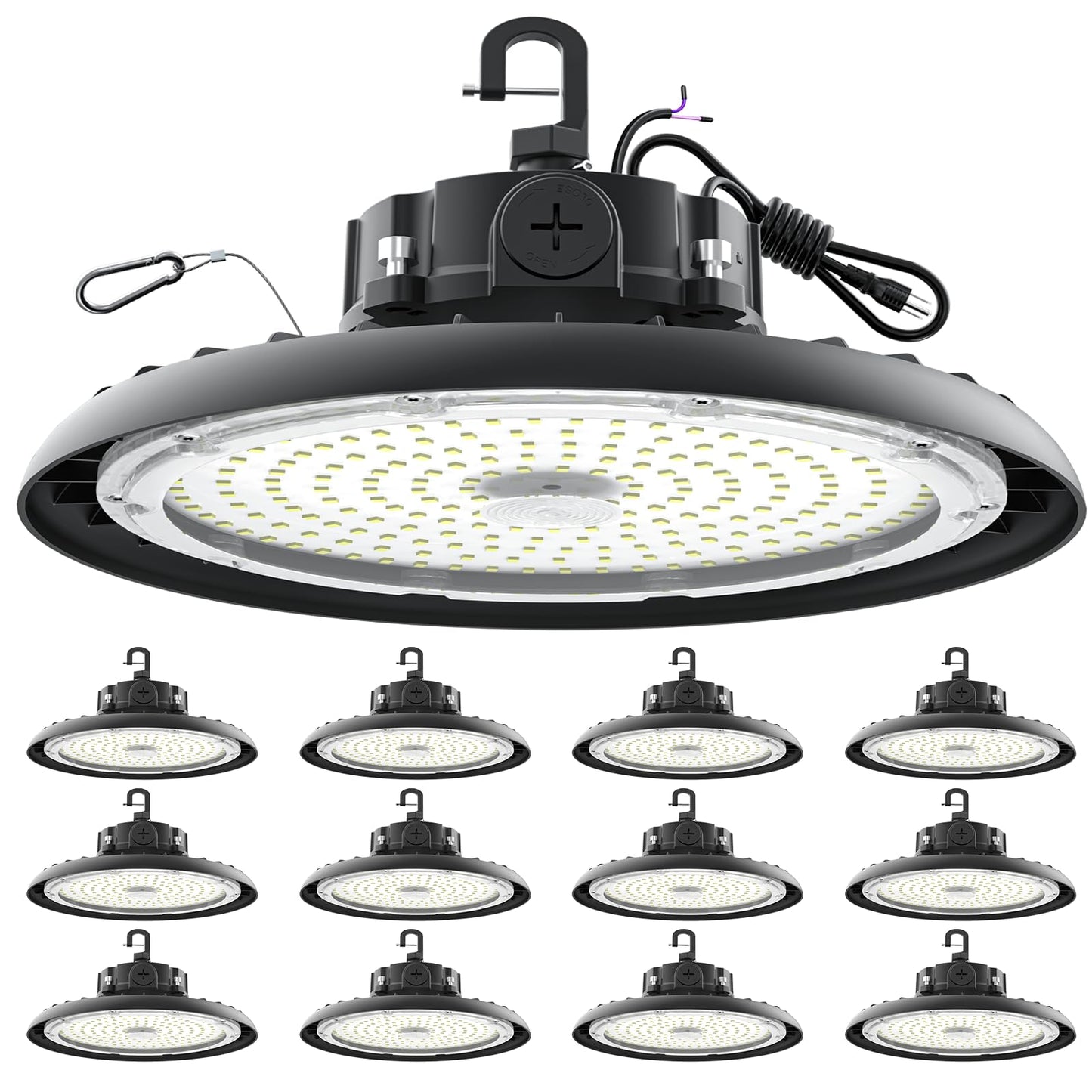 Aikvsxer Led High Bay Lights 180W Ufo Shop Lights 32400Lm 6000K Ip65 Commercial Bay Lighting Fixture 5Ft Cable Plug & Play For Warehouse Factory Garage Workshop Barn 12 Pack