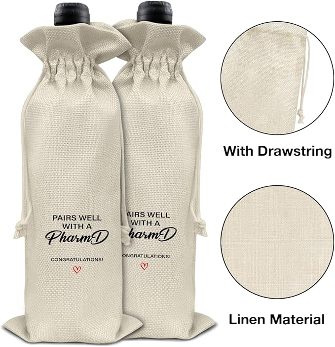 HOIJAUMAI PharmD Graduation Gift Doctor of Pharmacy Graduation Gifts Doctor of Pharmacy Graduation Wine Bag Pairs Well with a PharmD Wine Gift Bags for Women Men