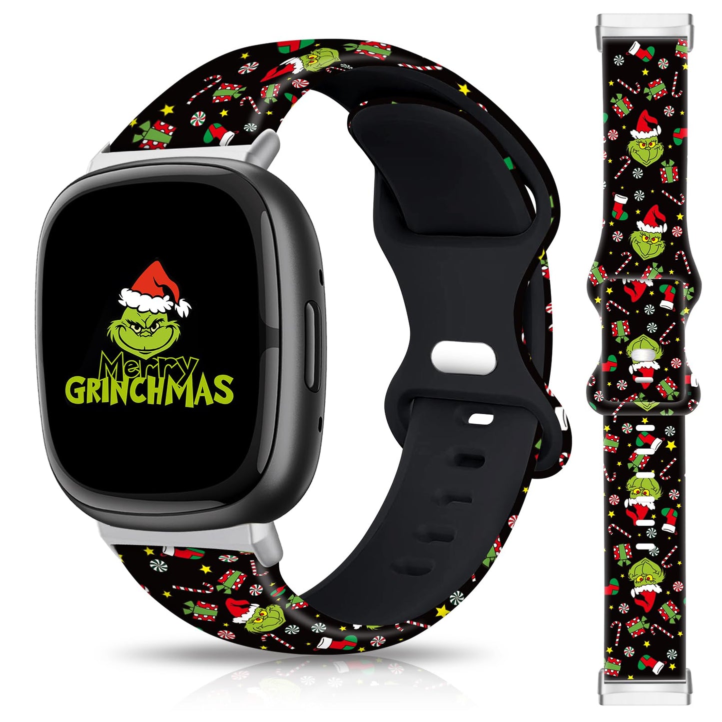 Christmas Halloween Thanksgiving Band Compatible With Fitbit Versa 3/Fitbit Versa 4/Fitbit Sense/Sense 2, Smartwatch Holiday Wom
