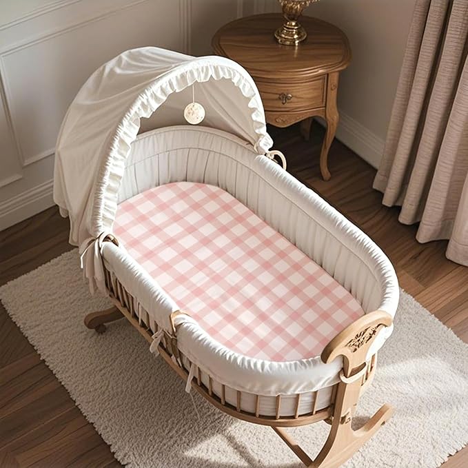 100% Jersey Cotton Bassinet Sheets 21"x35" Fits Airclub, venowu, Larex 3 in 1, and HARPPA Baby Bassinet, Super Soft and Breathable Bassinet Fitted Sheets, 3 Pack, Pink