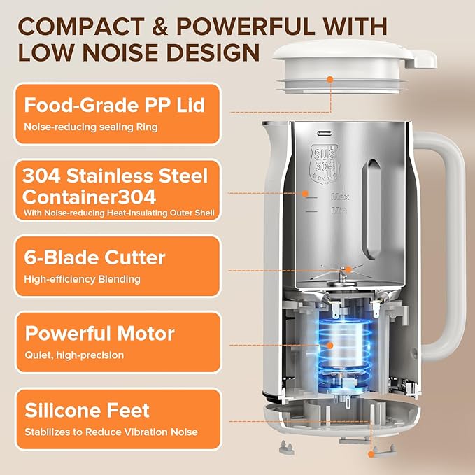 10 in 1 Nut Milk Maker Blender, 20oz (600ml) Homemade Nut Milk Maker Machine, Almond, Soy, Oat, Juice, Milkshake, Smoothies, Baby Food, Plant Based Milks with Delay Start, Keep Warm, Selfclean