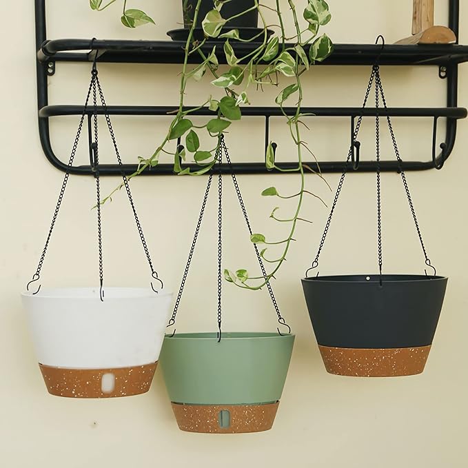 ZMTECH Hanging Planters for Indoor Plants Set of 2 Self Watering Hanging Pots Hanging Baskets Hanging Flower Pots for Outdoor Hanging Plants(10 Inch, White)