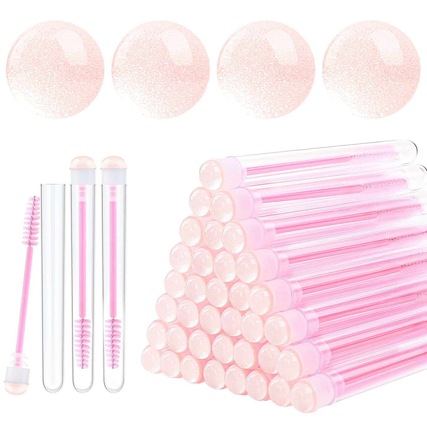Dming 20 Pieces Disposable Mascara Brushes Eyelash Brush Wand Diamond Mascara Wands with Tube Makeup Tool Lash Spoolies Sanitary
