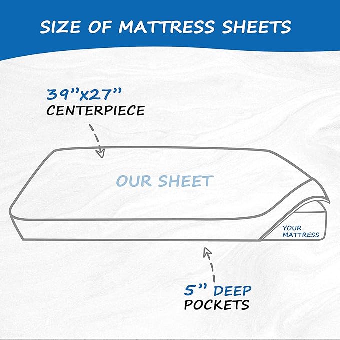 Pack and Play Sheets 27"x 39" Compatible with Graco, Dream on Me Pack N Play, Cotton Mini Crib Sheets 2 Pack, Stretchy Playard Crib Fitted Sheet for Baby Girl Boy, White